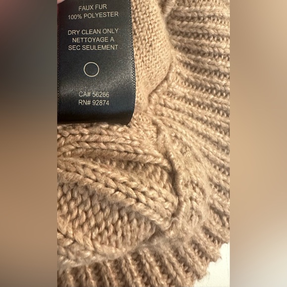 ELLA MOSS Vannah Cardigan Sweater Camel Tan Brown Faux Rabbit Fur Ribbed Knit - Picture 12 of 13